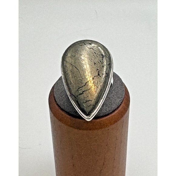 Apache Pyrite Natural Gemstone .925 Stone Ring Sz 7.50 -14.58 GR - Picture 1 of 4